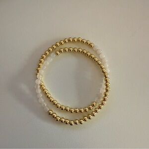 Gorjana Power Gemstone Aura Bracelet (x2) - gold & rose quartz